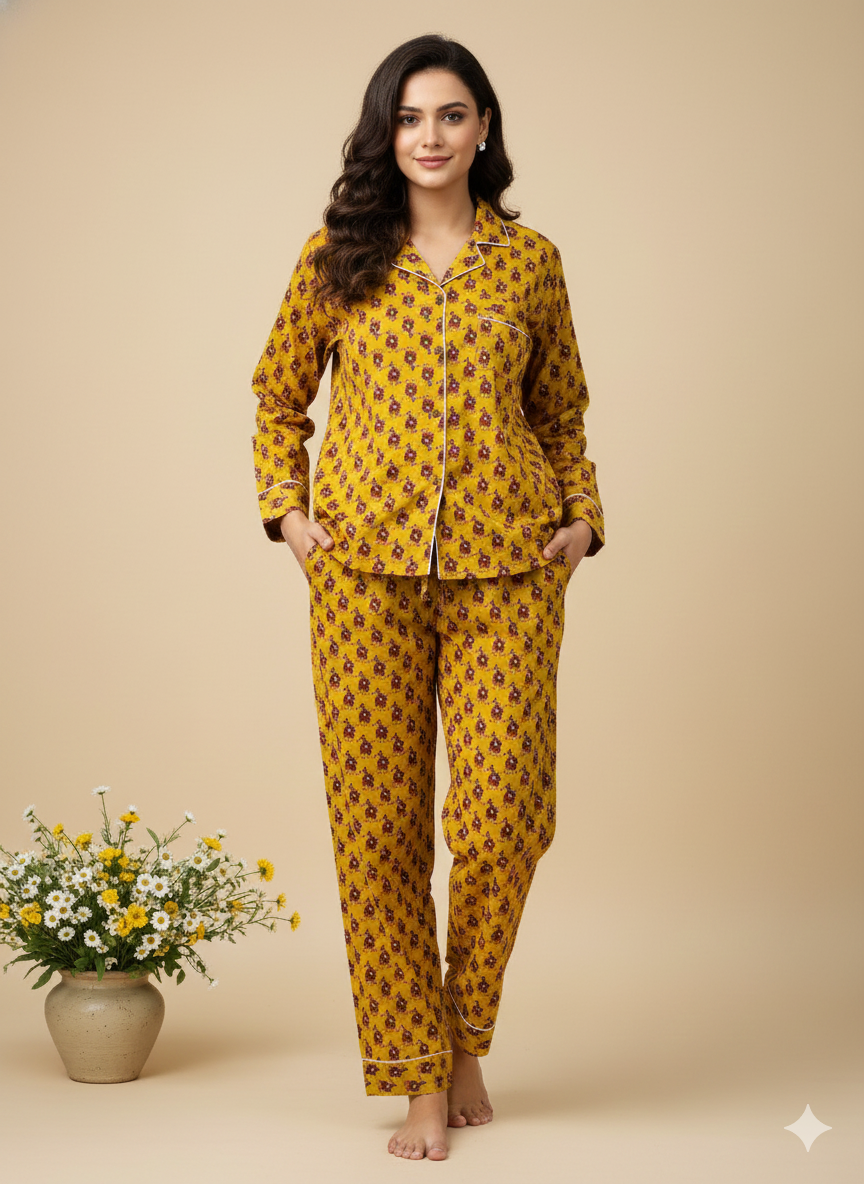 Handmade Cotton Block Print Pajama Set