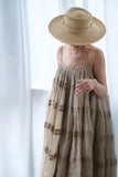 Luxury Handcrafted Boho Maxi Dress for Women – Tiered Cotton Summer Dress with Spaghetti Straps