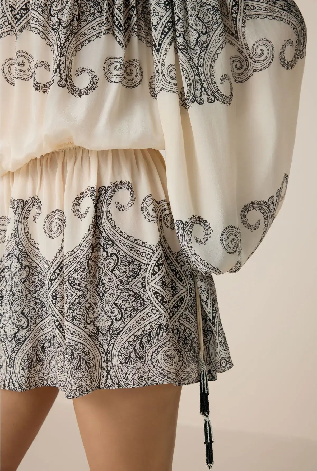 Boho Paisley Off-Shoulder Romper | Long Sleeve Summer Playsuit