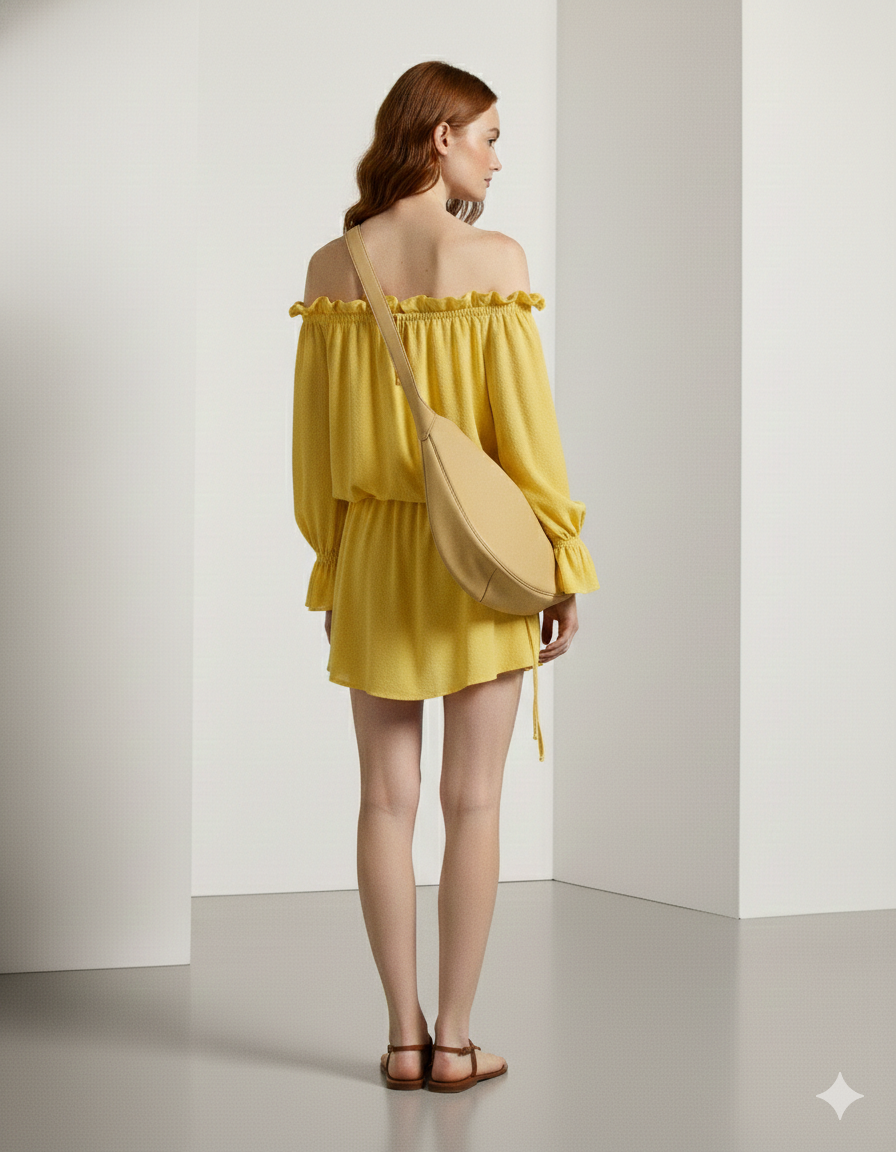 mustard yellow floral midi dress