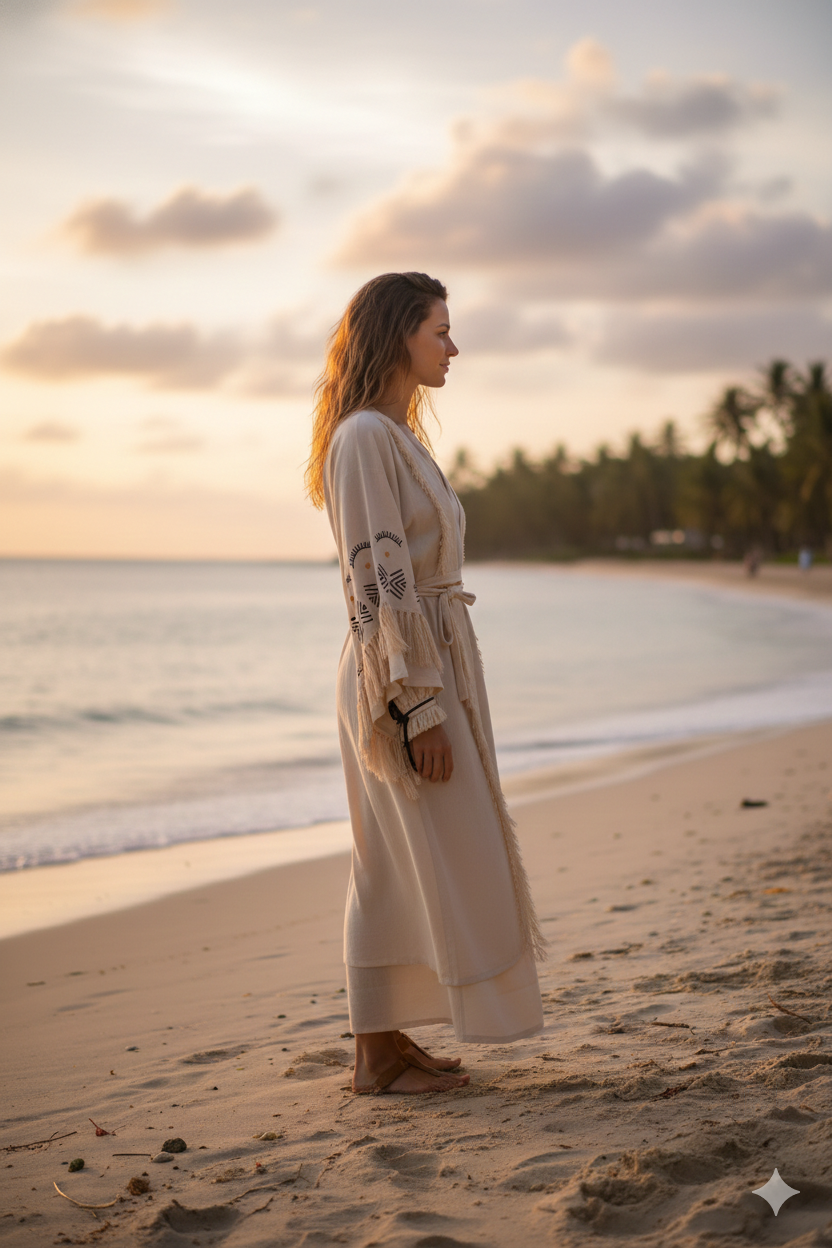 Bohemian Fringe Kimono Dress - Effortless Elegance for Women