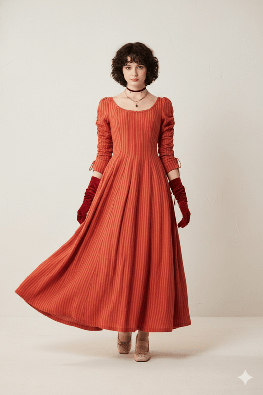 Ember Elegance Ribbed Maxi Dress