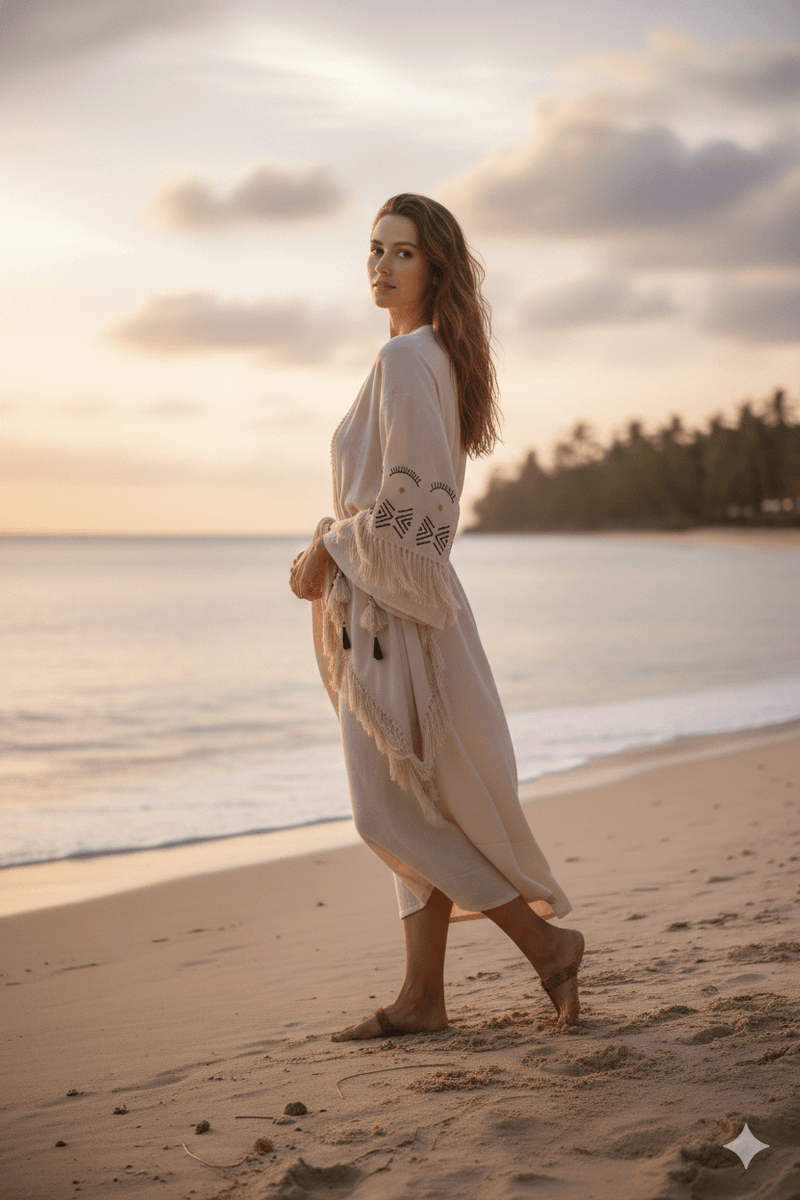 Bohemian Fringe Kimono Dress - Effortless Elegance for Women