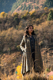 Luxury Handcrafted Plaid Wool Coat for Women – Embroidered Long Ethnic Jacket | PIKARU FASHION